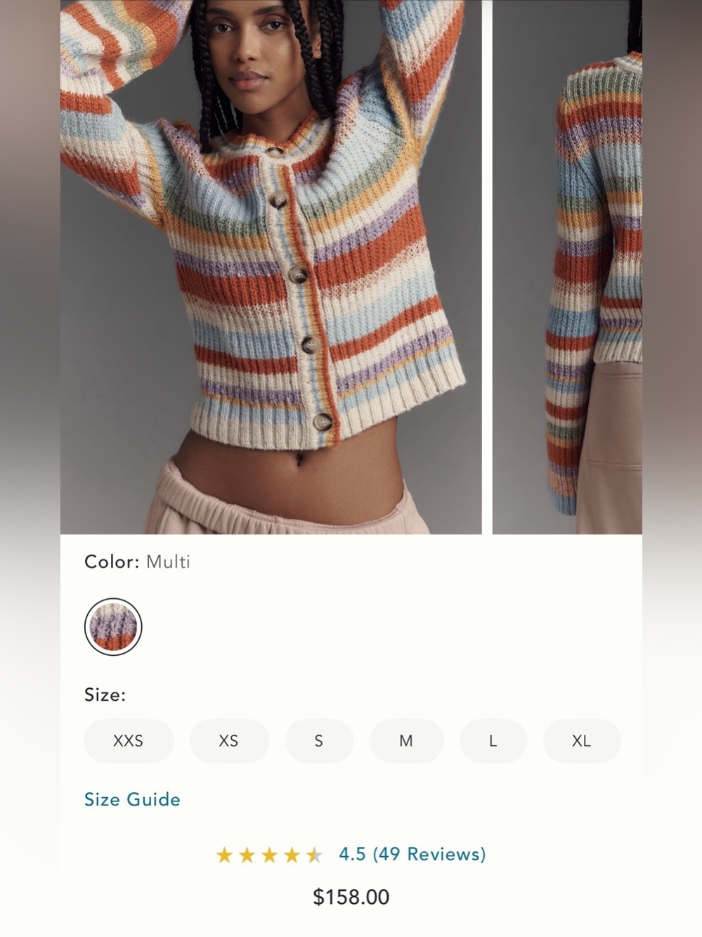 Pilcro Ribbed Multi Stripe Cardigan SZ M. NWT - Picture 10 of 12